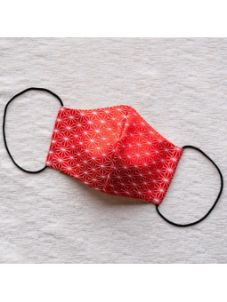 手工日本京都傳統織布口罩 - 淺野紅 尺寸S...