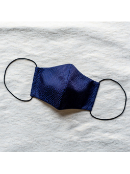 Masque en tissu japonais traditionnel Asanoha bleu marine