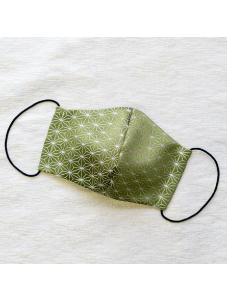 Masque en tissu traditionnel japonais Asanoha vert